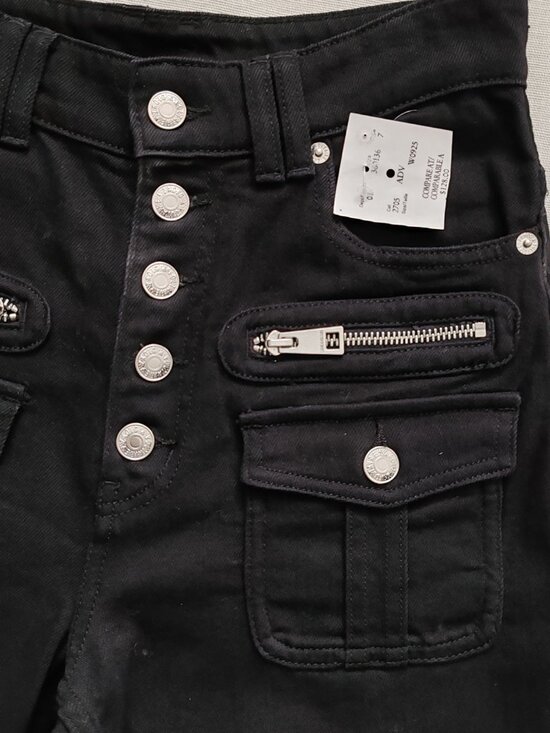 Zadig & Voltaire Eyes Denim Eco Flare Jeans Black Size 26 Cargo Pockets NWT - Picture 5 of 16